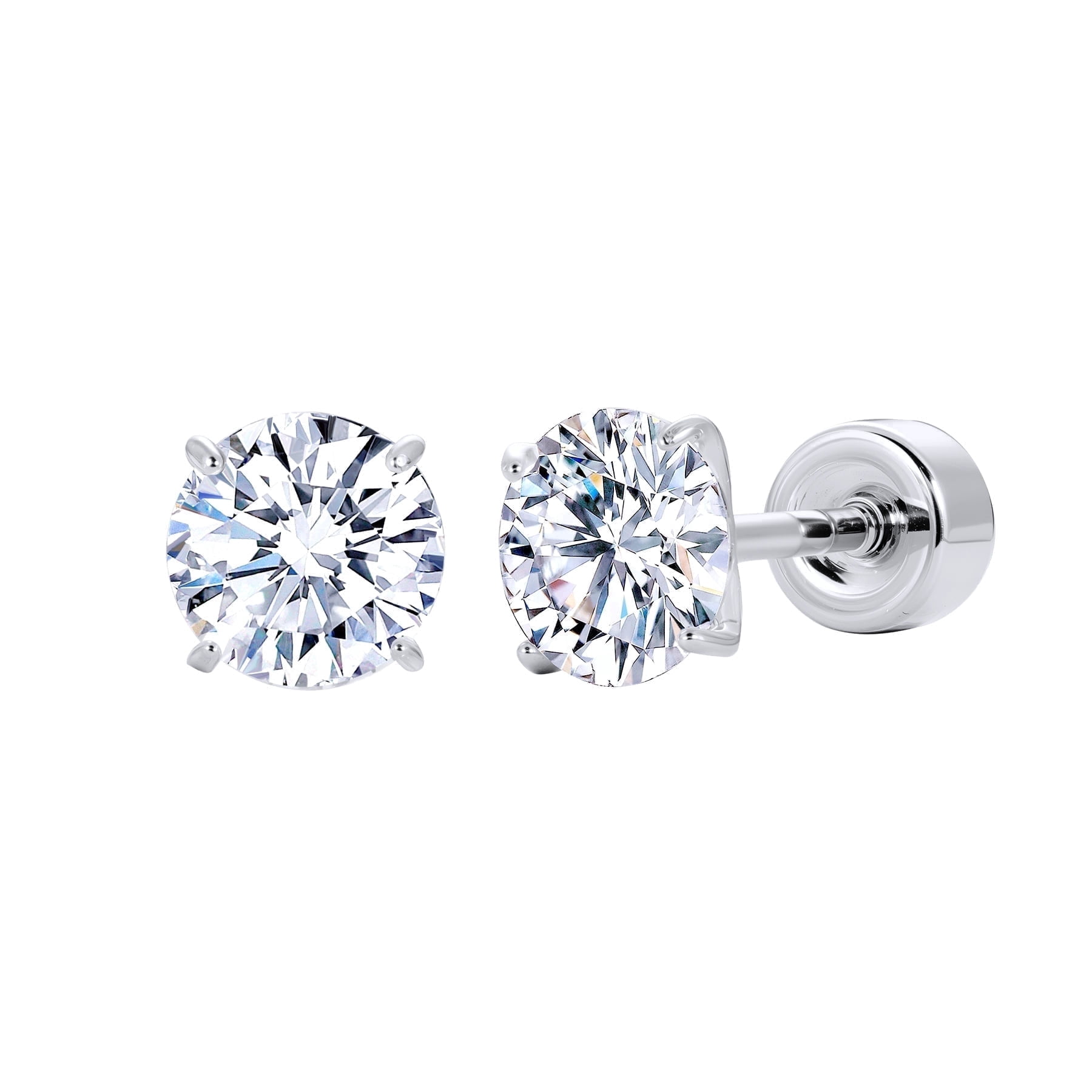 Moissanite Stud Earrings, Implant-Grade Titanium Screw-Back, Single Diamond Design, Unisex, Sparkling, Ideal for New Piercings,6mm