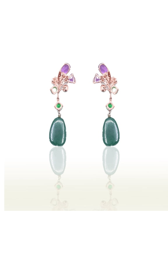 Moissanite Stud Earrings | Rose Gold plated with Warm Tone | Floral Earring for Women