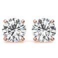 thumbnail image 1 of Moissanite Stud Earrings | Sterling Silver | Rose Gold Plated | Round Solitaire | Office Wear Studs, 1 of 9