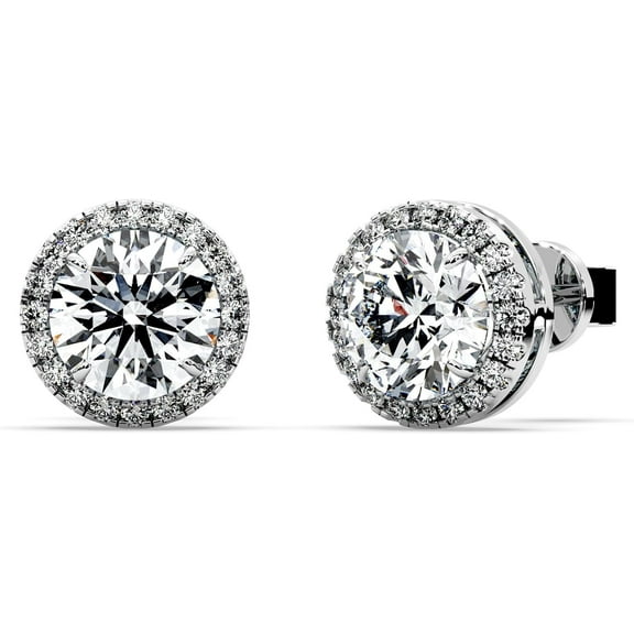 Moissanite Stud Earrings for Women Halo Solitaire S925 Sterling Silver 18K Gold Vermeil for Wife Girlfriend Mom Gifts for Her Daughter on Birthday Wedding Anniversary Petite