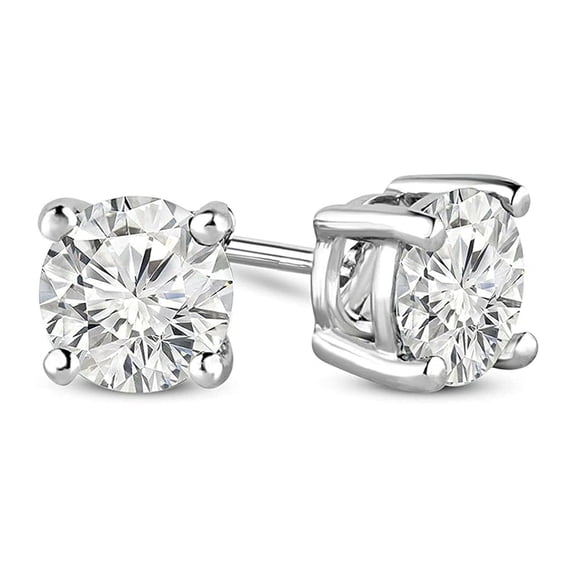 Moissanite Stud Earrings for Women Men, 1CT Round Cut D Color VVS1 Moissanite Earrings, 18K White Gold Plated 925 Sterling Silver Hypoallergenic Earrings with Secure Butterfly Back
