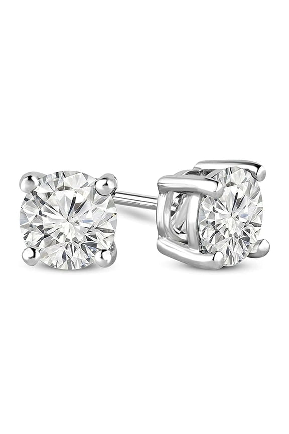 Moissanite Stud Earrings for Women Men, 1CT Round Cut D Color VVS1 Moissanite Earrings, 18K White Gold Plated 925 Sterling Silver Hypoallergenic Earrings with Secure Butterfly Back