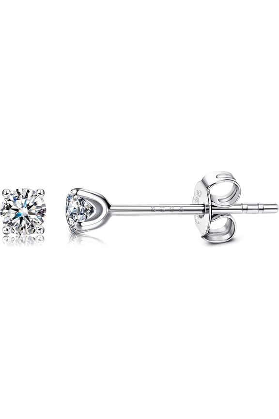 Moissanite Stud Fine Earrings 0.1 ct Brilliant Round Cut D Color VVS1 Extra Long Post Stud Earrings Thick for Ear lobes Clarity Diamond 925 Silver Earring suitable for Women Men[y493]