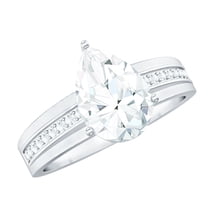 Rosec Jewels Moissanite Teardrop Engagement Ring 2 Carat - 7X10 mm Moissanite Solitaire Ring - D-VS1 Grade Certified, 925 Sterling Silver, US 4.00