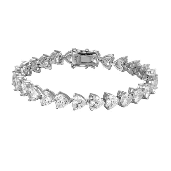 Moissanite Tennis Bracelet D Color VVS1 6×6MM Heart Bracelets for Women 925 Sterling Silver Women's Tennis Bracelet Jewelry 6-8 Inch