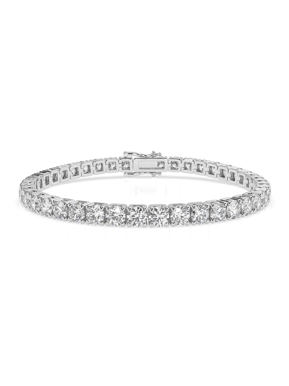 Moissanite Tennis Bracelet for Women and Men, 18K White Gold Plated Sterling Silver Bracelet, 2mm-5mm Lab Created Simulated Diamond Bracelets for Brides/Birthday/Valentine's Day Gift (16.5 carat)