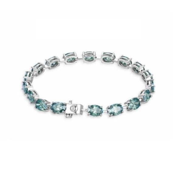 Moissanite Tennis Bracelet for Women and Men 5×7MM Oval Cut D Color VVS1 Clarity Moissanite Diamond Bracelet Blue Green Sterling Silver Bracelets