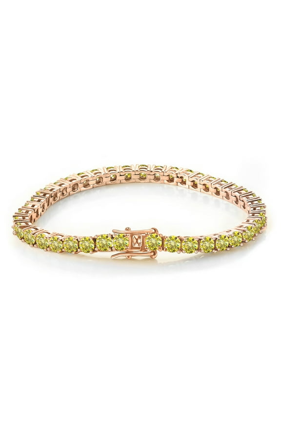 Moissanite Tennis Bracelets for Women Yellow Diamond Bangle Bracelets Gold Plated Wedding Bracelets for Brides Women's Tennis Bracelets 5MM Diamond Bracelets Anniversary