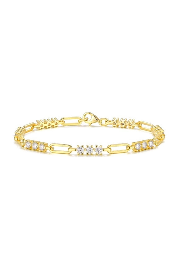 Moissanite Tennis Bracelets for Women 925 Sterling Silver PaperClip Bracelet D Color VVS1 Clarity Gold Bracelets for Women Mom Grandma Sisters 18CM