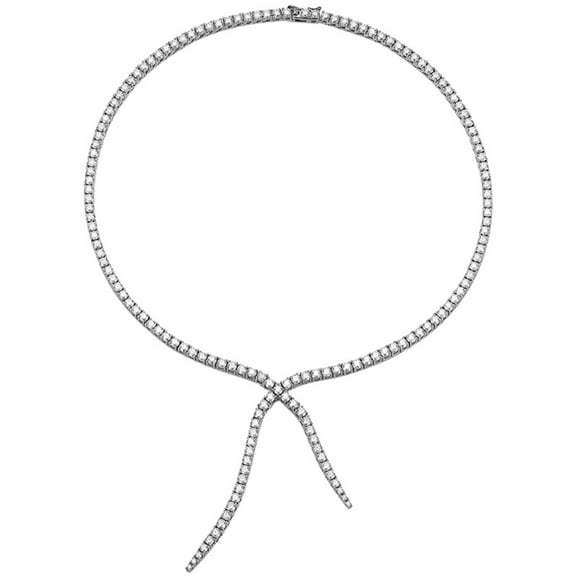 Moissanite Tennis Necklace for Women D Color VVS1 Gradient Round Brilliant Cut Moissanite Tennis Chain 925 Sterling Silver Women Y-Necklace 16-20 Inch