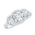 thumbnail image 1 of Rosec Jewels Certified Moissanite 3 Stone Engagement Ring for Women - D-VS1 Quality - Statement Ring - with Jewelry Box, 18K White Gold, US 9.00, 1 of 8