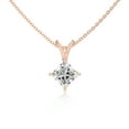 thumbnail image 1 of Moissanite V-Bale Solitaire Princess Pendant Necklaces for Women in 18K Rose Gold Vermeil,Jewelry Gifts for Her Birthday,Wedding Anniversary,Party, Mothers Day, Christmas, Graduation, Valentines, 1 of 7