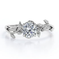 Moissanite Vine Ring 1 Carat Round Cut - Elegant & Sparkling Bridal Enagagement Jewelry 925 Sterling Silver (Solid) Ring Size - 4 US