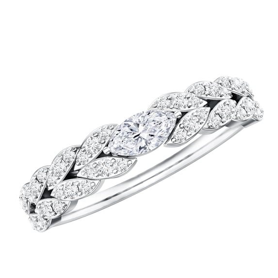 Rosec Jewels Moissanite Half Eternity Band for Women - Moissanite Anniversary Ring - D-VS1 Quality Certified, 925 Sterling Silver, US 6.50