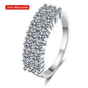 ATOBAO Moissanite Wedding Band 18K White Gold Plated 925 Sterling Silver Wedding Rings 1.4ct D Color VVS1 Lab Created Diamond Half Eternity Wedding Band Stackable Ring for Women