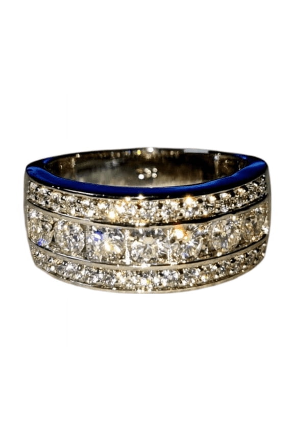 Moissanite Wedding Band Ring Round Natural Tester Pass Moissanite Ring 14k White Gold Plated 925 Sterling Silver Ring For Engagement Gift