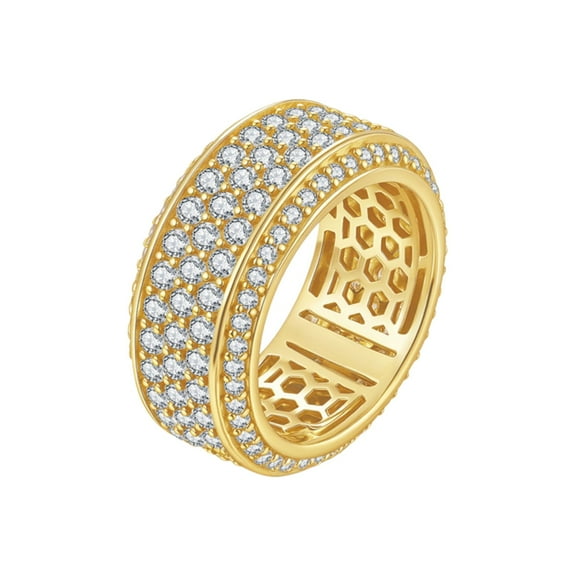 Moissanite Wedding Band Ring VVS D Color Chunky Wide Eternity Band Ring 925 Sterling Silver Pave Gold Moissanite Rings for Men Women Size 7-12