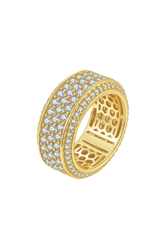 Moissanite Wedding Band Ring VVS D Color Chunky Wide Eternity Band Ring 925 Sterling Silver Pave Gold Moissanite Rings for Men Women Size 7-12