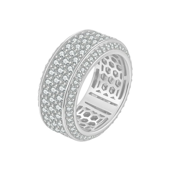 Moissanite Wedding Band Ring VVS D Color Chunky Wide Eternity Band Ring 925 Sterling Silver Pave Gold Moissanite Rings for Men Women Size 7-12