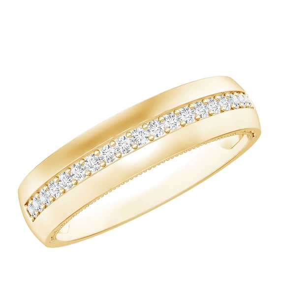 Rosec Jewels Moissanite Wedding Band Ring for Men (D-VS1 Grade Certified), 18K Yellow Gold, US 8.50