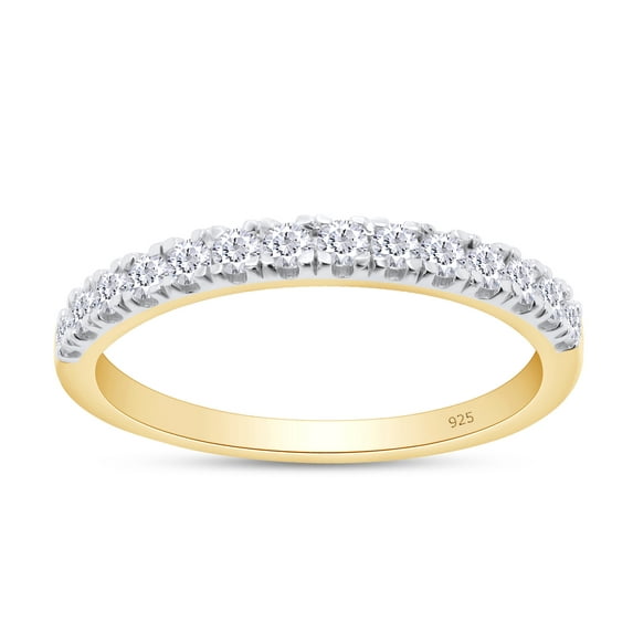 Moissanite Wedding Band, Wedding Rings for Women, 0.30 ct D Color VVS1 Lab Created Diamond In 18K Yellow Gold Over Sterling Silver Rings Half Eternity Stackable Engagement Ring-6.5