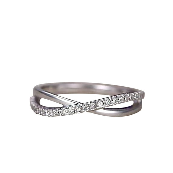 Moissanite Wedding Bands Women Half Eternity Engagement Ring Stacking Matching Band Loop Curved Sterling Silver 18K White Gold Plating