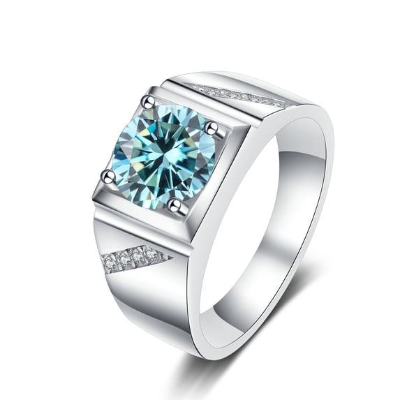 Moissanite Wedding Bands for Men 2ct Round Cut D Color VVS1 Blue/Red/Green Diamond Rings Moissanite Engagement Rings with Certificate