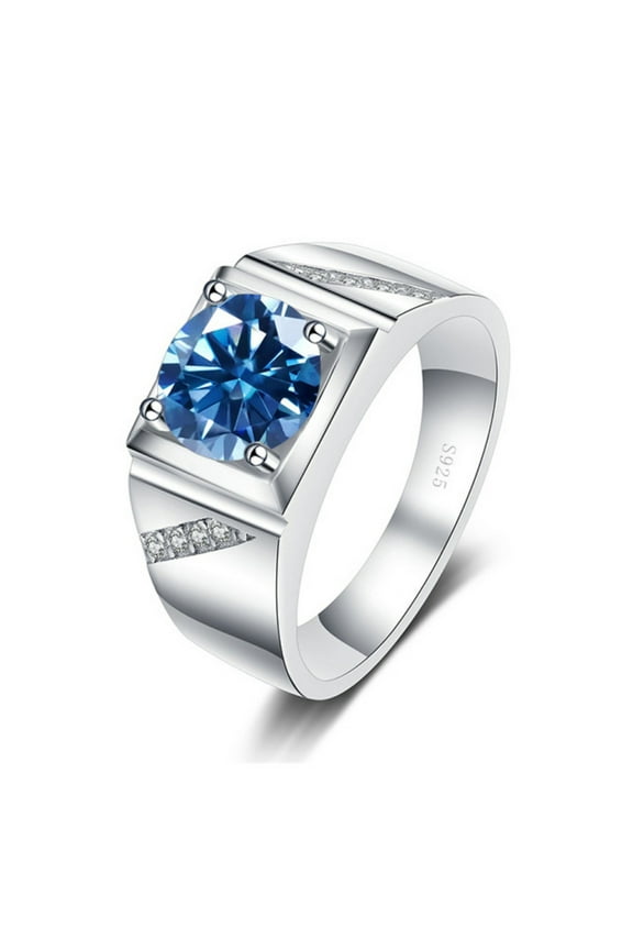 Moissanite Wedding Bands for Men 2ct Round Cut D Color VVS1 Blue/Red/Green Diamond Rings Moissanite Engagement Rings with Certificate