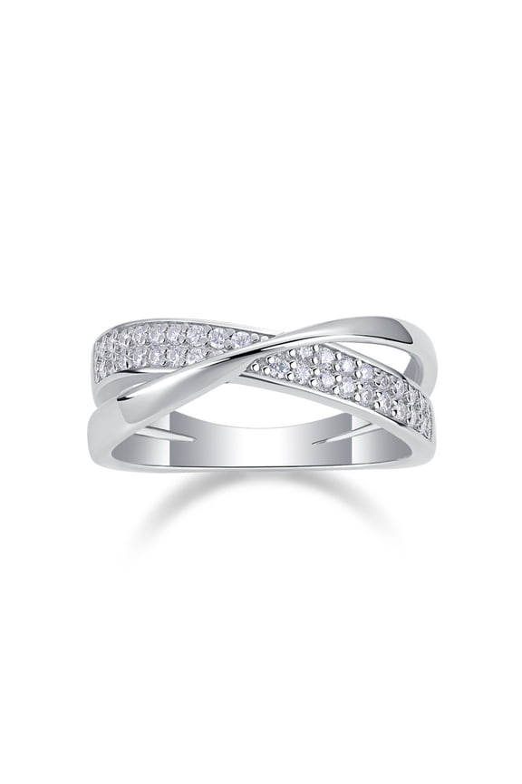 Moissanite Wedding Bands for Women 925 Sterling Silver Half Eternity Band Ring D Color VVS1 Clarity Crossover Split Shanks Moissanite Rings Size 5-9