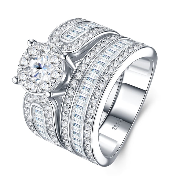 Moissanite Wedding Ring Set D Color VVS1 Clarity Women's Bridal Ring Set 925 Sterling Silver Engagement Ring for Women Size 5-9