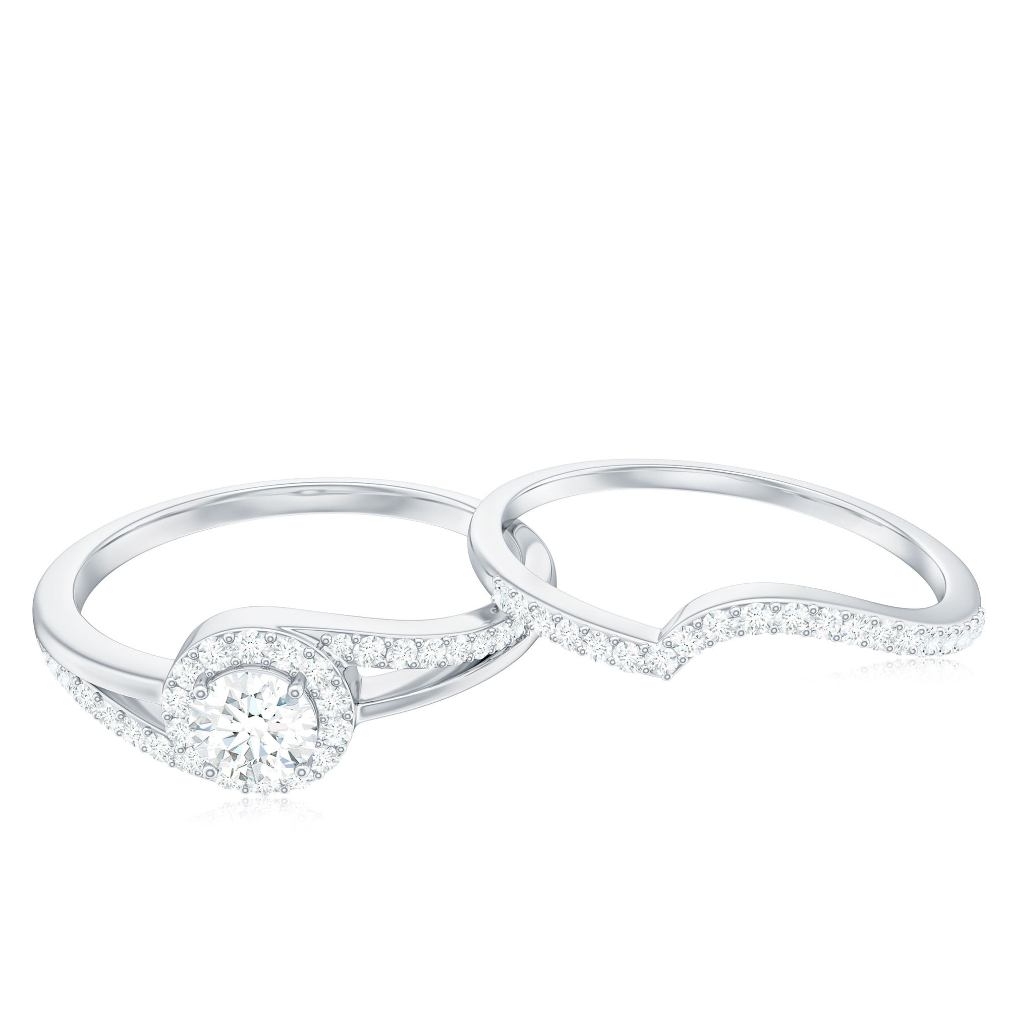 Moissanite Wedding Ring Set with Enhancer Ring for Women ( DVS1