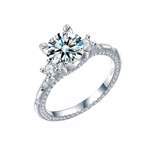 Moissanite Wedding Ring for Women 1.25 Carat Diamond Engagement Rings 18K White Gold Plated 925 Sterling Silver Moissanite Ring Lab Diamond Rings Womens Diamond Rings