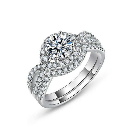 Moissanite Wedding Ring for Women 1.5 Carat Diamond Engagement Ring 18K White Gold Plated 925 Sterling Silver Moissanite Ring Womens Diamond Rings Diamond Eternity Rings