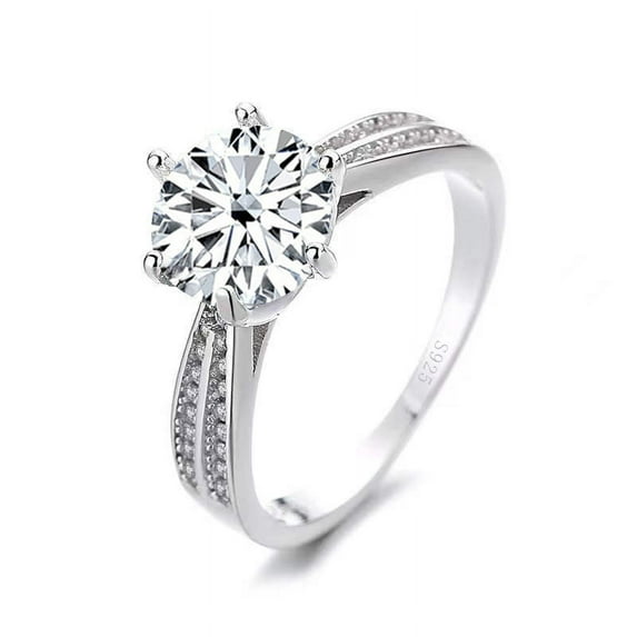 Moissanite Wedding Ring for Women 2-3 Carat Diamond Engagement Rings 18K White Gold Plated 925 Sterling Silver Moissanite Ring Lab Diamond Rings Womens Diamond Rings