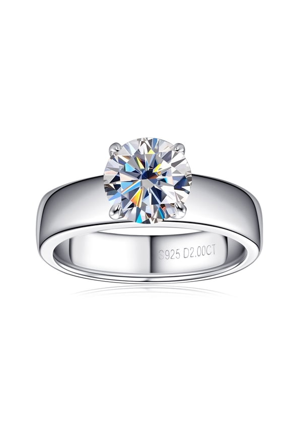 Moissanite Wedding Ring for Women 2 Carat Diamond Engagement Rings 18K White Gold Plated 925 Sterling Silver Moissanite Ring Womens Diamond Rings Diamond Eternity Rings