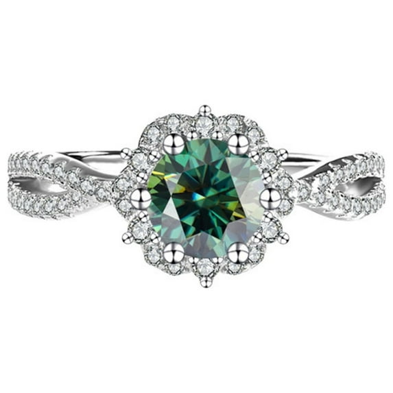 Moissanite Wedding Rings for Women 1ct Round Cut D Color VVS1 Green/Red/Pink Diamond Rings S925 Sterling Silver Moissanite Engagement Rings with Certificate