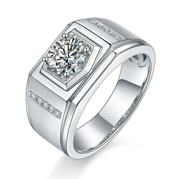 Moissanite Wedding Rings for Men 1ct D Color VVS1 Clarity S925 Sterling Silver Diamond Engagement Rings Men's Moissanite Rings with Certificate