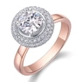 thumbnail image 1 of Moissanite Wedding Rings for Women 1 Carat D Color VVS1 Clarity Halo Engagement Ring 925 Sterling Silver Rose Gold Promise Rings for Her Size 5-9, 1 of 9