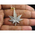thumbnail image 1 of Moissanite White Cut Round Ct 2.50 Pendant Leaf Men's Plated Gold Yellow 14k, 1 of 4