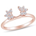 thumbnail image 1 of Moissanite White Diamond 925 Sterling Silver 14K Rose Gold Finish Starburst Enhancer Wrap Engagement Wedding Ring, 1 of 1