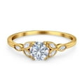 thumbnail image 1 of Moissanite Yellow Tone Silver Size-6 Art Deco Round Floral Leaf Style Marquise CZ Wedding Engagement Ring 925 Sterling Silver Gifts For Her, 1 of 6
