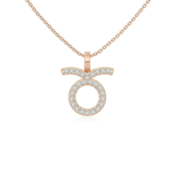 Moissanite Zodiac-Taurus Pendant Necklaces for Women in 18K Rose Gold Vermeil, April Birthstone Jewelry Gifts for Her Birthday, Anniversary, Graduation,Christmas,Party, Mothers Day, Valentines
