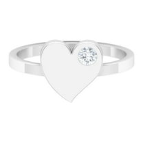 Moissanite and Gold Heart Shape Ring for Women in Gypsy Set, 925 Sterling Silver, US 4.00