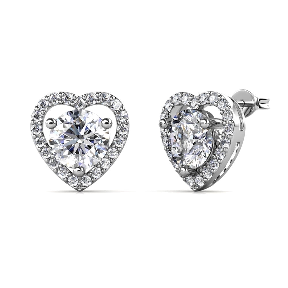 Moissanite by Cate & Chloe Briana 925 Sterling Silver Heart Stud Earrings 1TCW for Women, Gift for Her