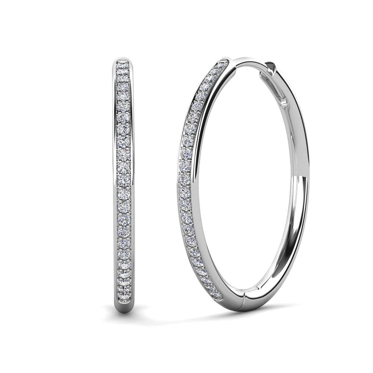 Cate & Chloe Moissanite Hoop Earrings, 925 Sterling Silver, Sparkling Crystals Gift for Her