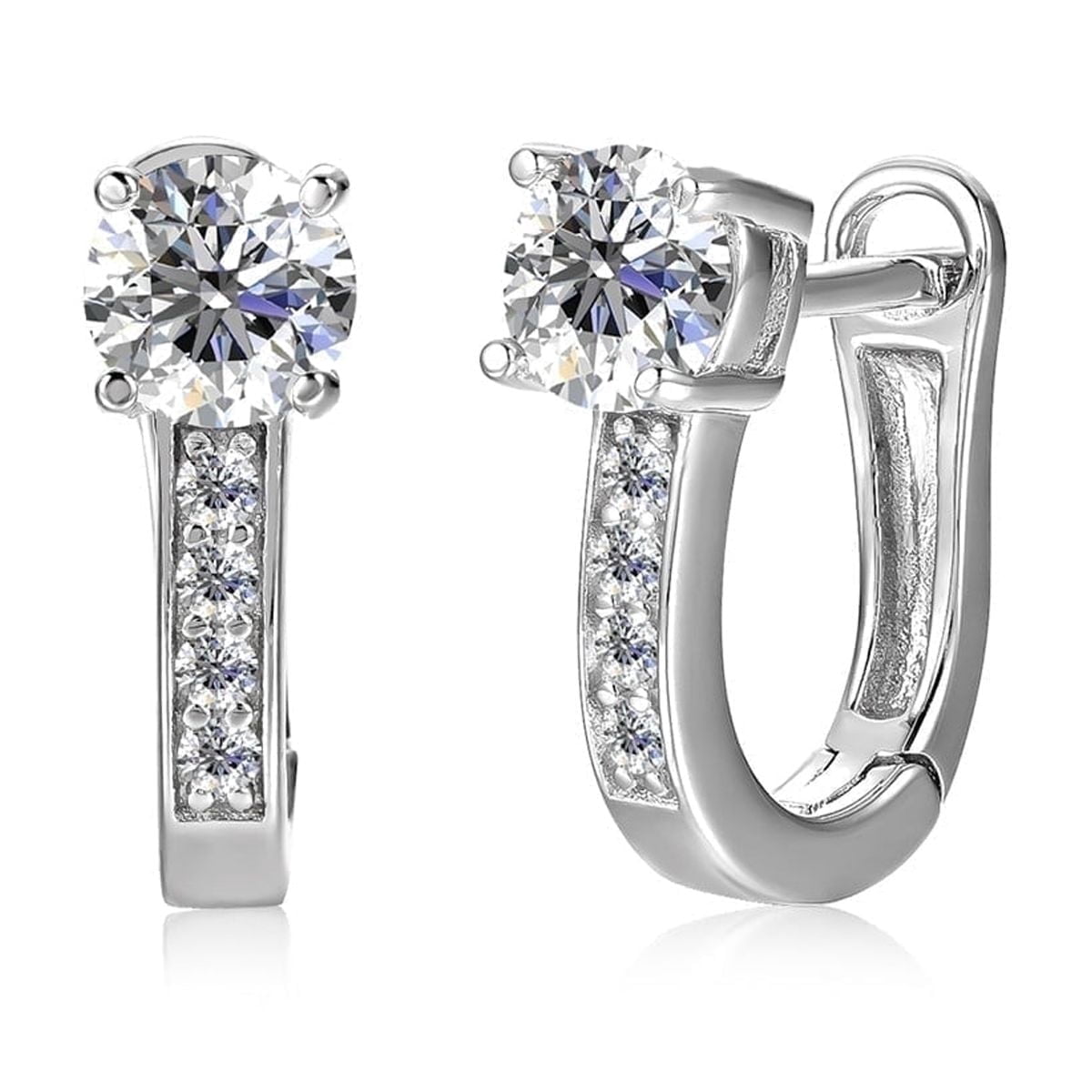 Moissanite by Cate & Chloe Genesis 925 Sterling Silver Hoop Earrings 1.0TCW for Women, Gift for Her
