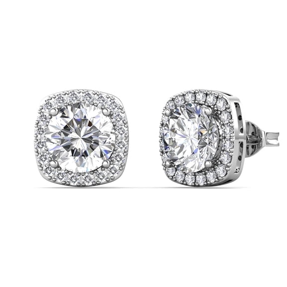 Moissanite by Cate & Chloe Hannah 925 Sterling Silver Stud Earrings 1.0TCW for Women, Gift for Her