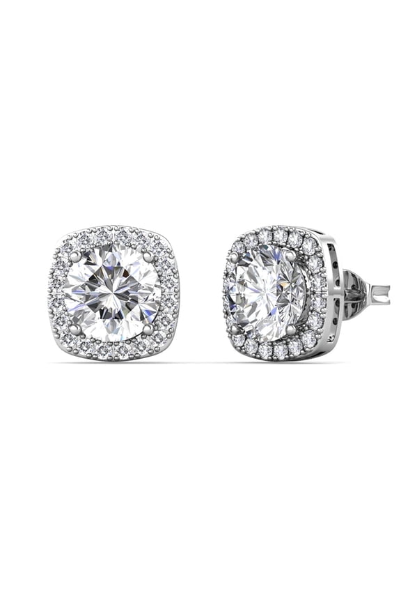 Moissanite by Cate & Chloe Hannah 925 Sterling Silver Stud Earrings 1.0TCW for Women, Gift for Her