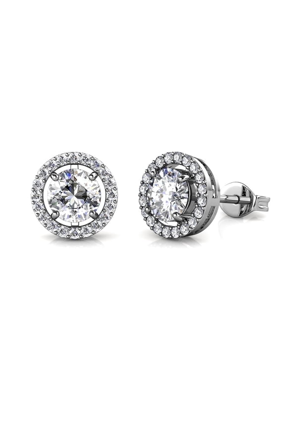 Moissanite by Cate & Chloe Kailani 925 Sterling Silver Stud Earrings 1.0TCW for Women, Gift for Her