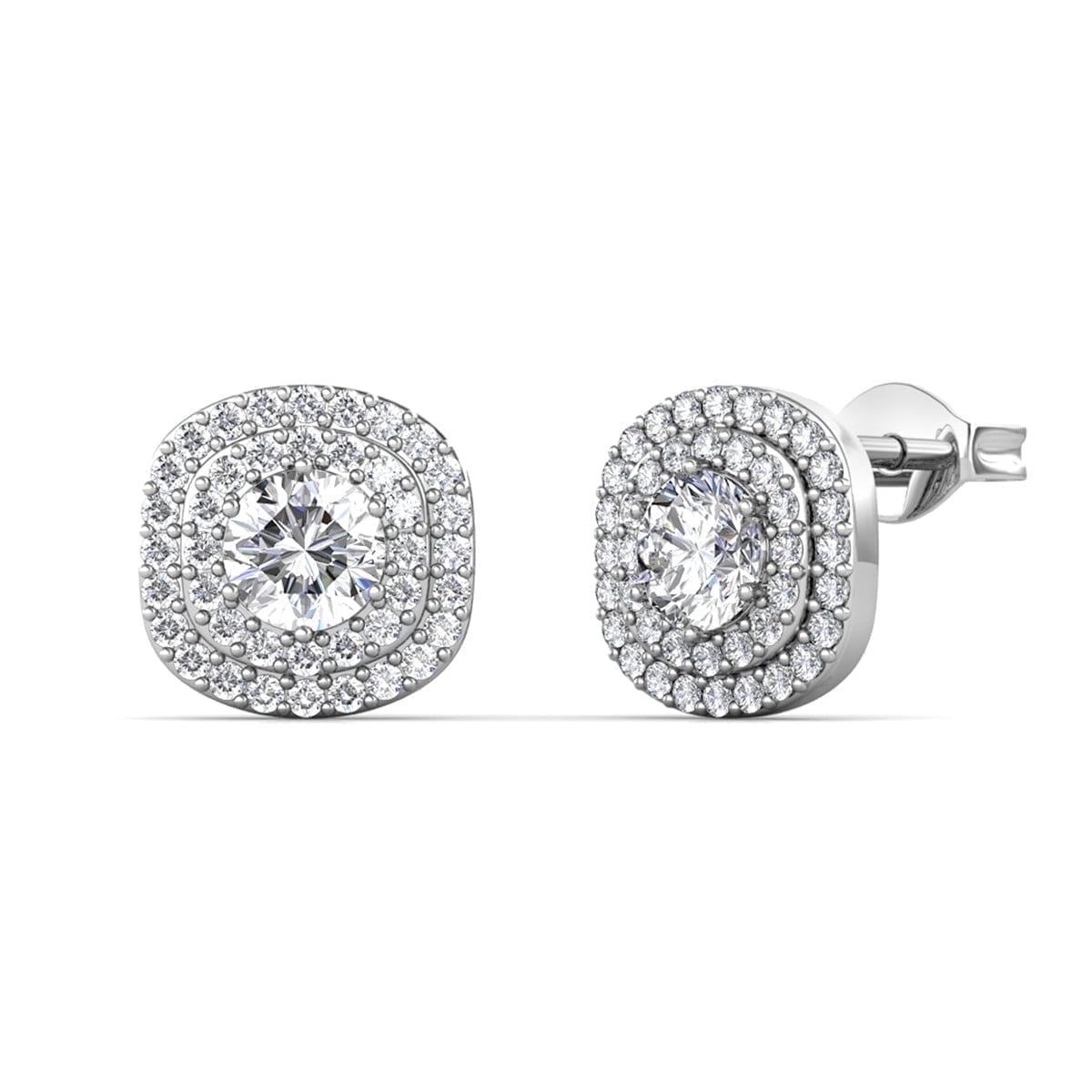 Moissanite by Cate & Chloe Lucy 925 Sterling Silver Stud Earrings 0.6TCW for Women, Gift for Her